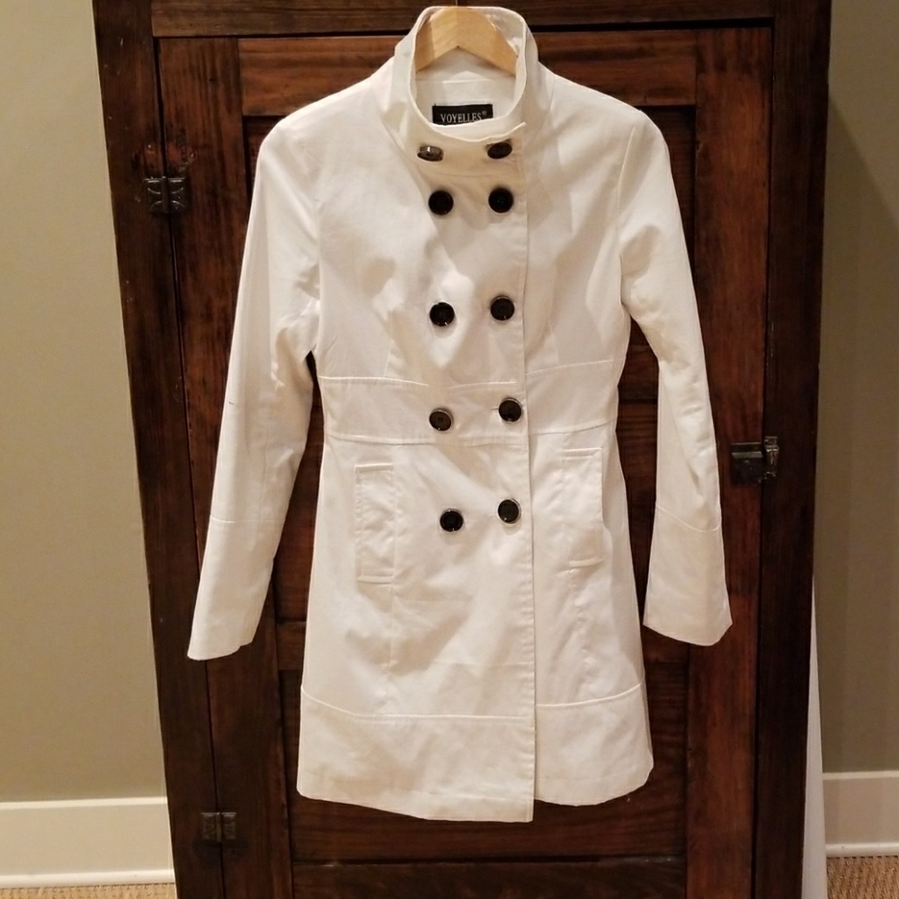 White lined trench coat